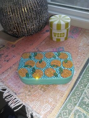 Turquoise And Orange Blinged Out Eyelash Case